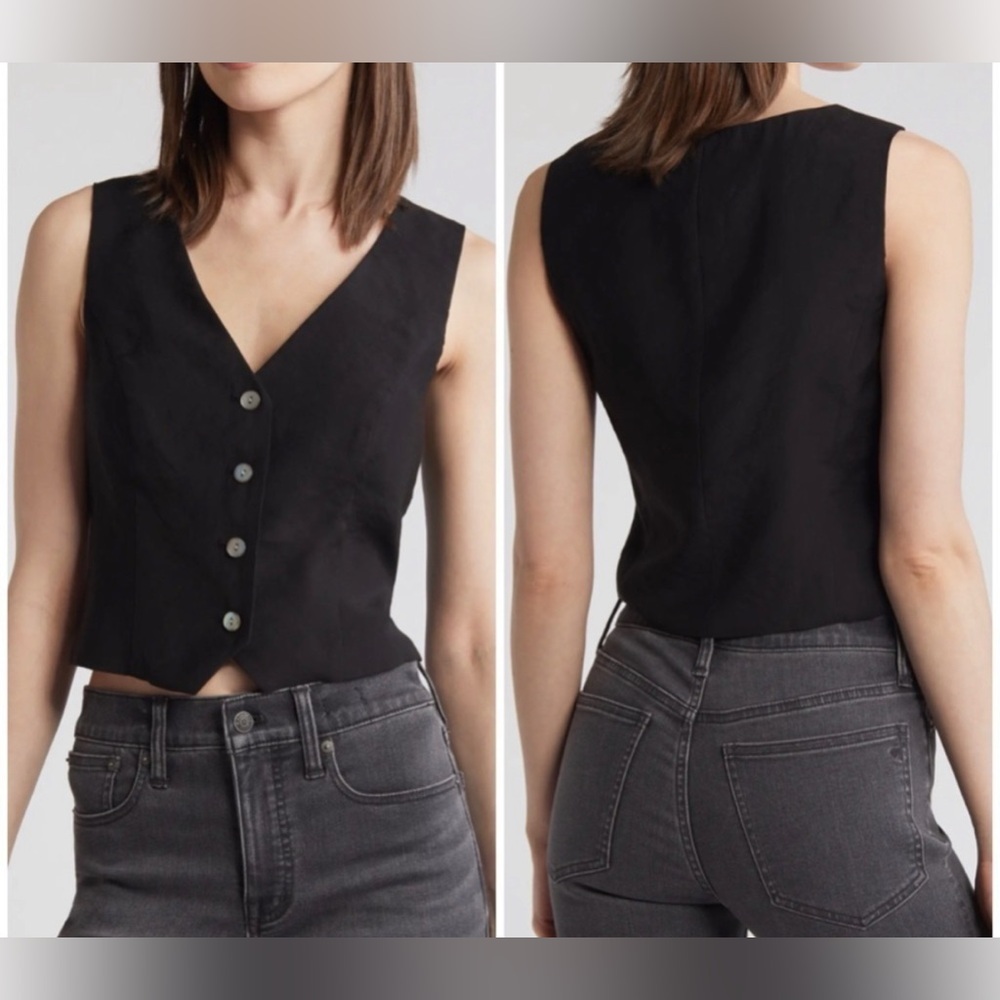Madewell Katrina black crop vest, 14